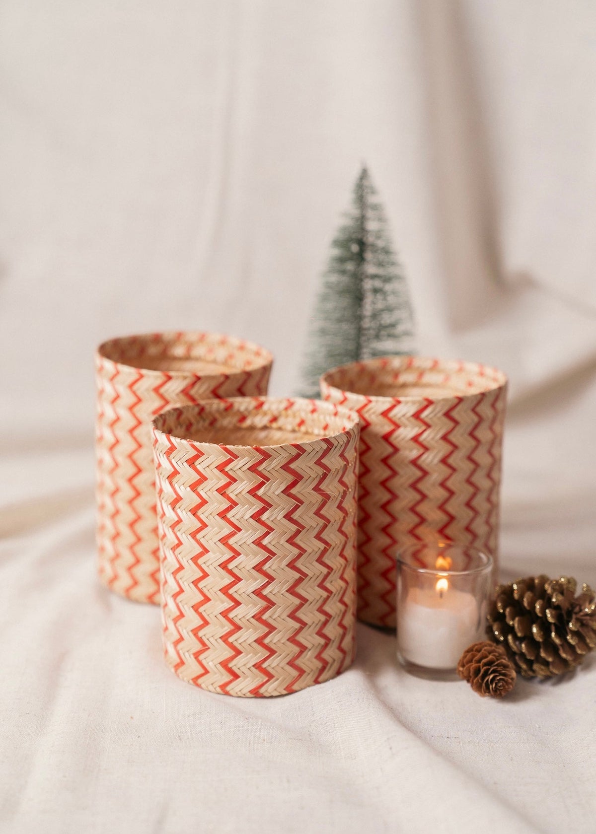 Trío floreros Navidad